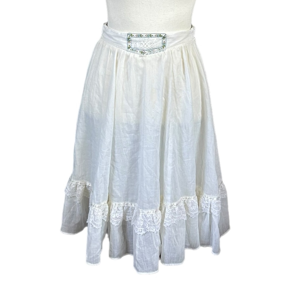 Vintage Jessica’s Gunnies Gunne Sax White Lace Embroidered Skirt Fairycore XXS